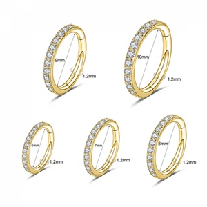 1 Pc Stainless Steel Nose Ring CZ Cartilage Tragus Helix Earring Septum Piercing - Picture 1 of 17