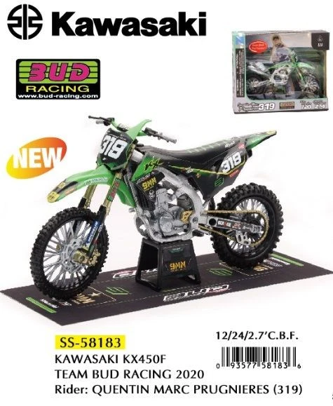 NEWRAY 58183SS MOTO KAWASAKI KX450F 2021 9MM BUD RACING N.319 Q. PRUGNIERES 1/12 Foto 1 de 1