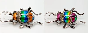 Stag Beetle Scarab Bug Brooch Lapel Pin Insect Various Colours Enamel Badge - Picture 1 of 10