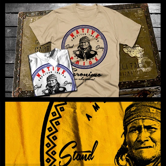 Camiseta Nativo Americano Indio Guerrero Jefe Gerónimo Indígena Tribal Camiseta Foto 1 de 1