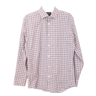 Camisa de vestir NORDSTROM para hombre sin planchar 15,5 ajuste púrpura a cuadros usada en excelente estado B58 Foto 1 de 4