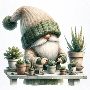 Diamond Art Kits for Adults Beginners,Gnome Succulents  Kits for Adults,5D Full  - Picture 1 of 8