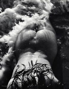 1960s LUCIEN CLERGUE Vintage Female Nude Body Water Wave Photo Gravure Art 12x16