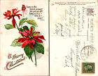 Vintage Christmas X-Mas Flowers Postcard Used 50278