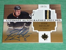 2007-08 UD Ultimate Collection Ryan Getzlaf Autograph Patches 18/25 ** BEAUTY **