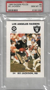1988 RAIDERS POLICE BO JACKSON # 9 PSA 10 RAIDERS LEGEND RC ROYALS HOF - Foto 1 di 2
