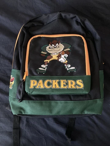 Vintage 1998 Looney Tunes Taz Tasmanian Devil NFL Green Bay Packers Backpack Cover