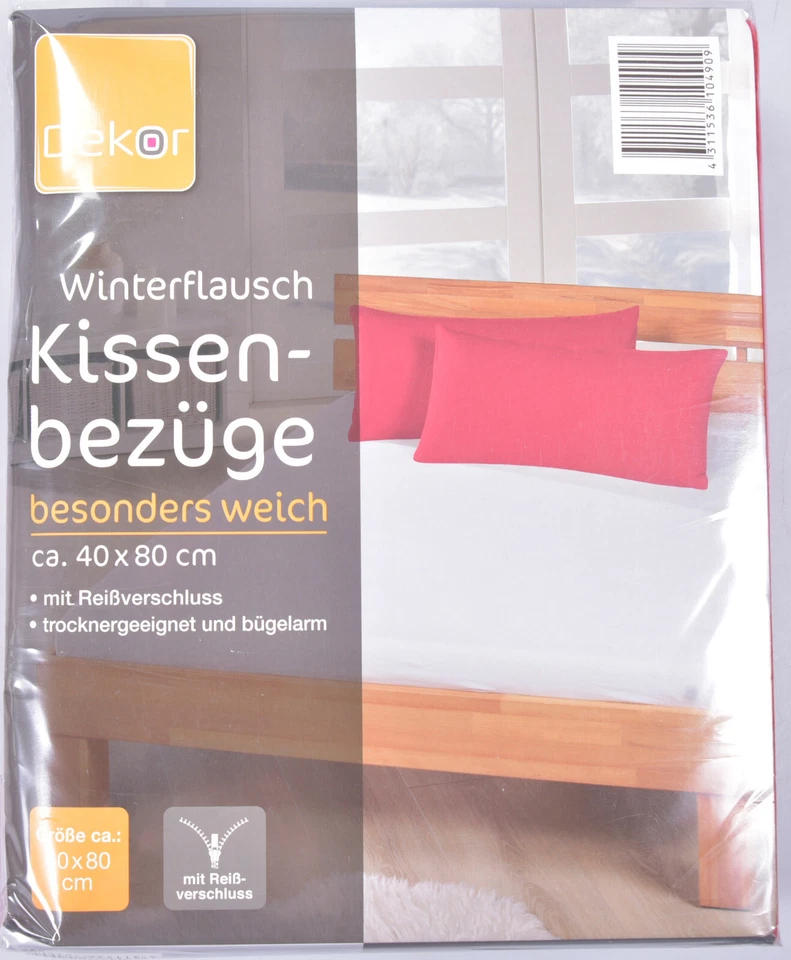 Dekor Kissenbezüge Winterflausch 2er Set - 40x80cm, Rot