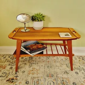 Mid Century Small Side Coffee Table With Shelf & Handles Foldable Vintage 60's - Picture 1 of 20