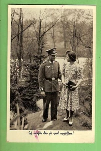 #L. 1940 GERMAN WWII POSTCARD - UNIFORMED MAN & WOMAN - Picture 1 of 2