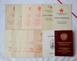 Soviet military Document Lot 14x USSR Army medal certificate ID veteran WWII WW2 - Picture 1 of 12