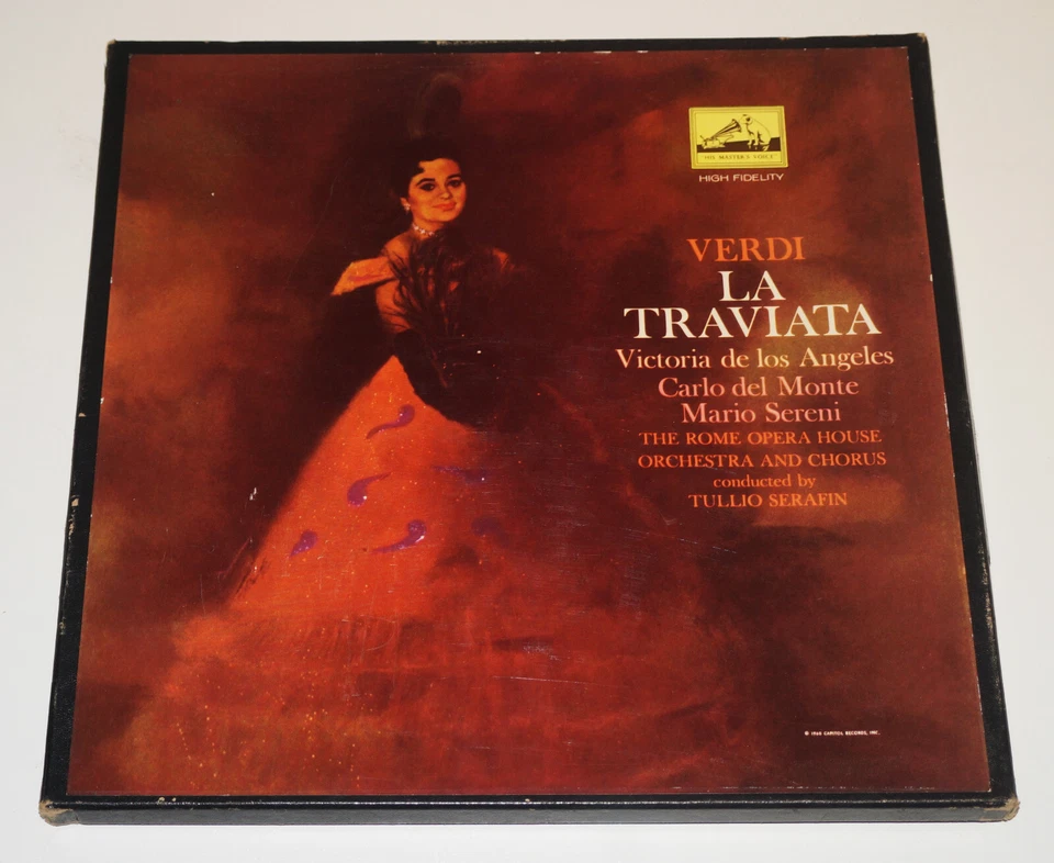 Verdi - La Traviata - De Los Angeles / Serafin 1960 Stereo 3x12" LP Box Set HMV - Image 1 of 4