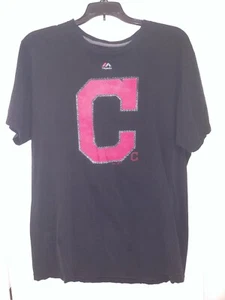 MLB Cleveland Indians Baseball Majestic T-shirt Men's Large Black - Picture 1 of 5