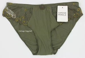 Pantalon de bikini en dentelle Simone Perele 12 x 720 « Delice », vert foncé, France neuf avec étiquettes - Photo 1/5