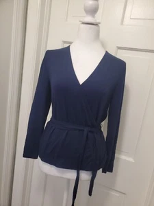 NWT J. CREW Navy Knit Wrap Top Size Small, Casual, Stretch, Soft - Picture 1 of 11