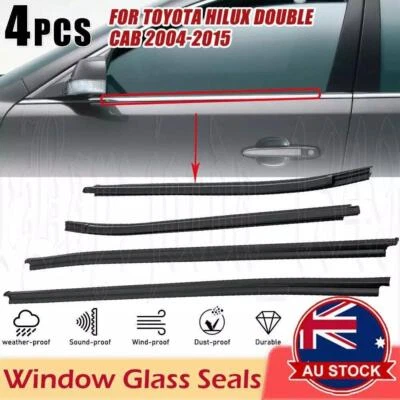 4X For Toyota Hilux Double Cab Door 05-15 Window Moulding Trim Weather Strip AU - image 1 of 4