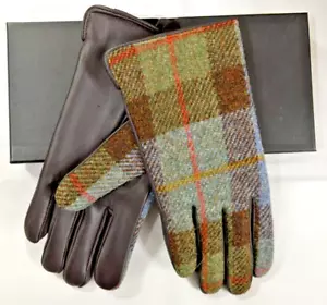 Glen Appin Authentic Harris Tweed Leather Gloves Ladies Medium Gift Boxed - Picture 1 of 3