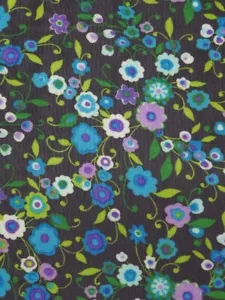 Blue Floral Chiffon Fabric Semi Sheer Apparel Fabric By the Yard - Picture 1 of 2