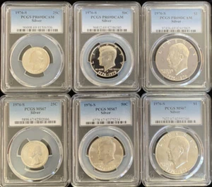 1976 S Silver $1 50c 25c PCGS MS67 & PR69DCAM Deep Cameo 6 Coin Set  ITEM # 3 - Picture 1 of 2