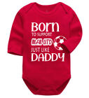 Personalised Man Utd Born To Support Long Sleeve Baby Bodysuit Suit Grow Red