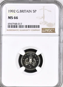 1992 5p NGC MS66 Great Britain Royal Mint Five Pence Britain Uncirculated - Picture 1 of 2