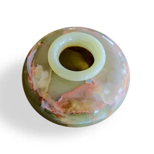 Vaso in Onice Verde Portafiori da Tavolo Italian Luxury Decor Table Vase H.15 cm - Picture 1 of 6