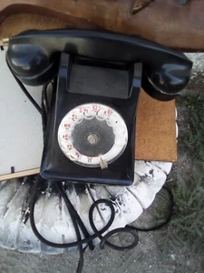 TELEFONO BACHELITE VINTAGE NERO A DISCO INTEGRO - Foto 1 di 4