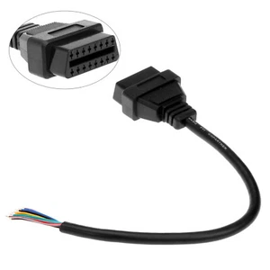 Female 16 Pin OBD II OBD2 Extension Connector To Open Plug Wire Diagnostic Cable - Picture 1 of 6