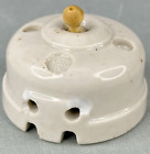 VINTAGE FRENCH SMALL ROUND WHITE CERAMIC ELECTRIC LIGHT DOLLY TOGGLE SWITCH