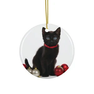 Adorno colgante de cerámica para árbol de Navidad - Diseño de gatito Bombay - Imagen 1 de 4