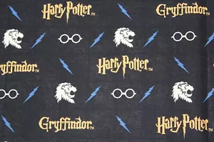 Black Harry Potter Gryffindor Fabric. 18"x 44" (1/2 yard). RB322 - Picture 1 of 10