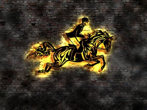 LED Wand Leuchtreklame kein Glas Reiter Pferd Pferde Heustall Sport Sport Sattel - Bild 1 von 2