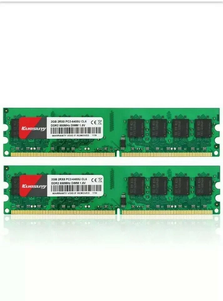 4GB Kit (2GBX2) DDR2 800 Udimm RAM, Kuesuny PC2-6400/PC2-6400U 1.8V CL6 240 Pin  - Image 1 of 1