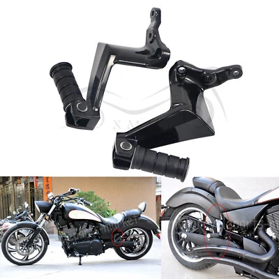 2Pcs Gloss Black Passenger Rear Footpegs Mount For Victory Judge Kingpin 8 Ball - Image 1 of 4