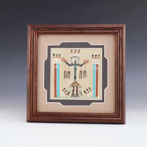 PINTURA DE ARENA NAVAJO NATIVO AMERICANO DE LESTER JOHNSON - Imagen 1 de 6