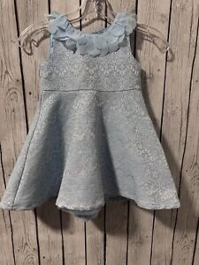 Toddler Girls 4T Genuine Kids Oshkosh Dress Beautiful Blue Color Silver Metallic