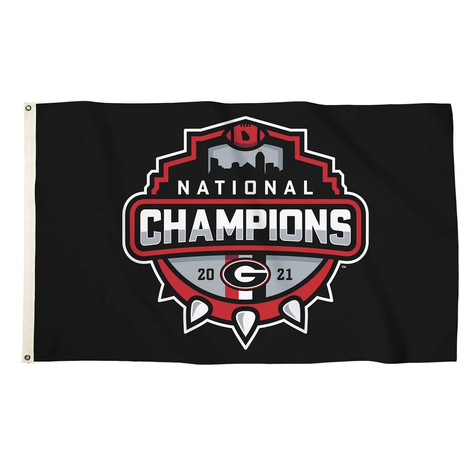 BSI NCAA University of Georgia 2021 National Champions Logo 3' ' Flag Black