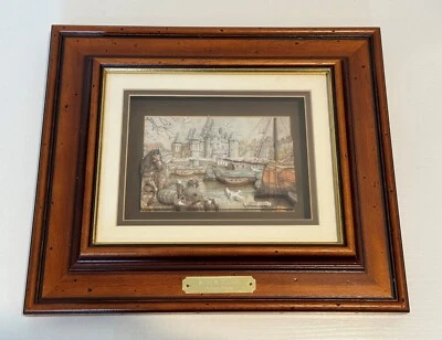 Rare Vintage  Art Anton Pieck River Scene 3D Timber Frame with Glass Front - Image 1 of 4