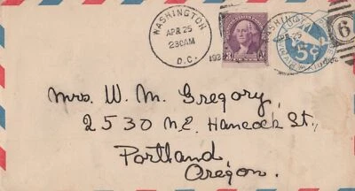 ZAYIX US Cover Air Letter stationery Washington DC Duplex Cancel 0324M0256 - Image 1 of 4