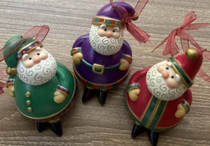 Juego de tres adornos navideños de 2001 vintage con sello JOLLY SANTA BELLS - Imagen 1 de 6