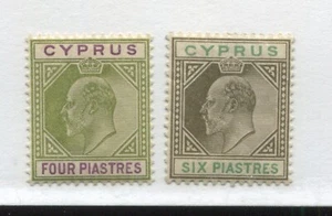 Cyprus KEVII 1903 4 and 6 piastres mint o.g. hinged - Picture 1 of 1