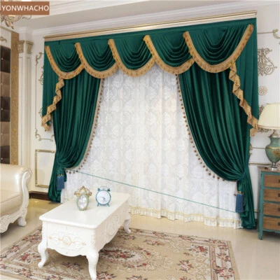 Dutch velvet solid Forest green thick cloth blackout curtain valance B785* - Image 1 of 4