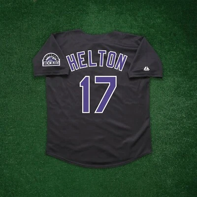 Camiseta deportiva Todd Helton 1997 Colorado Rockies para hombre negra antigua con parche inaugural Foto 1 de 4