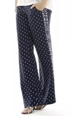 New CAbi #5176 Track Star Trouser Pants Beach Club Wide Leg Navy Blue Sz 8 NWT - Image 1 of 4