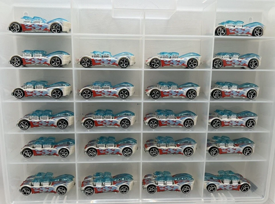 Hot Wheels 2004-7 MYSTERY CAR WHAT-4-2 BLACK & WHite WITH FLAMES LOOSE (32)   - Image 1 of 4