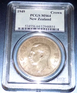 1949 New Zealand Crown London Mint George VI. PCGS MS64 NZ MS 64 UNC KIWI COIN - Picture 1 of 4