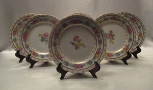 SECHS AMBROSIUS LAMM MITTAGESSEN DRESDEN TELLER 8-1/4" DURCHMESSER HP GOLD VERGOLDET UM 1890er Jahre - Bild 1 von 23