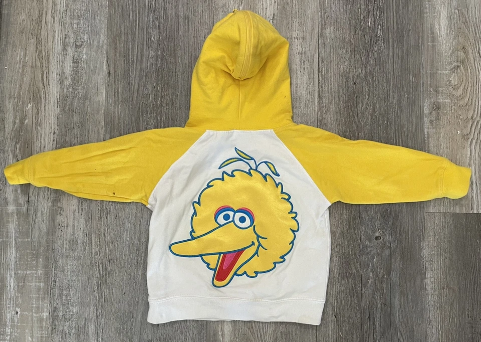 Sudadera Big Bird Plaza Sésamo Bebé Talla 18M Vintage Bordada Con Capucha Cremallera Foto 1 de 4