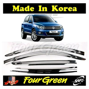 Chrome Window Sun Vent Visor Rain Guards 4P for Volkswagen 2008-2013 Tiguan - Picture 1 of 7