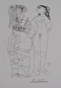 Pablo Picasso: L'Homme Mit Pfeife, Lithografie Erotisch Unterzeichnet - Bild 1 von 10